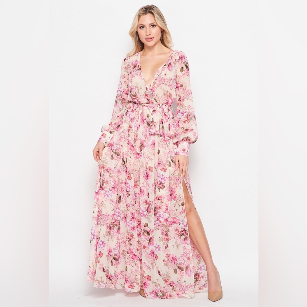 Women’s Lux Woven Floral Print Maxi Dress